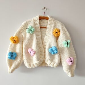 iAdorer Butterfly Hand Knit Cardigan in Cream (photo 4)