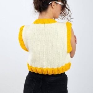 iAdorer Cow Print Hand Knit Sweater Vest in Cream (photo 2)