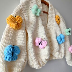 iAdorer Butterfly Hand Knit Cardigan in Cream (photo 5)