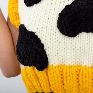 iAdorer Cow Print Hand Knit Sweater Vest in Cream (photo 4)