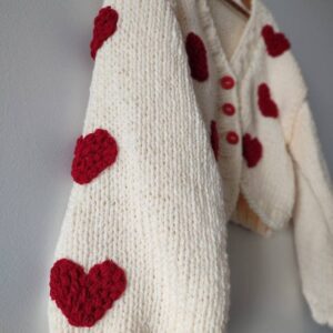 iAdorer Heart Hand Knit Cotton Cardigan in Cream (photo 5)