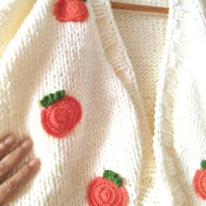 iAdorer Pumpkin Hand Knit Cardigan in Cream (photo 3)