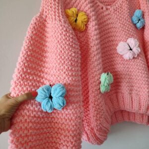 iAdorer Butterfly Hand Knit Sweater in Coral Pink (photo 5)