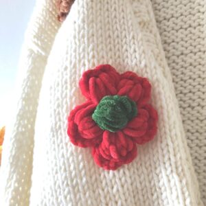 iAdorer 3D Flower Hand Knit Cardigan in Cream (photo 4)